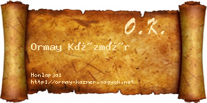 Ormay Kázmér névjegykártya